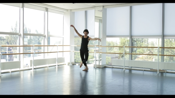 Dancing Man Modern Ballet Dancer Performs Dance In Studio