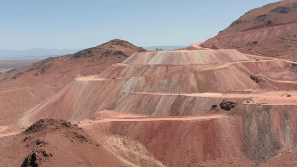 Aerial Panorama View of the Red Stone Quarry on a Sunny Day, California, USA