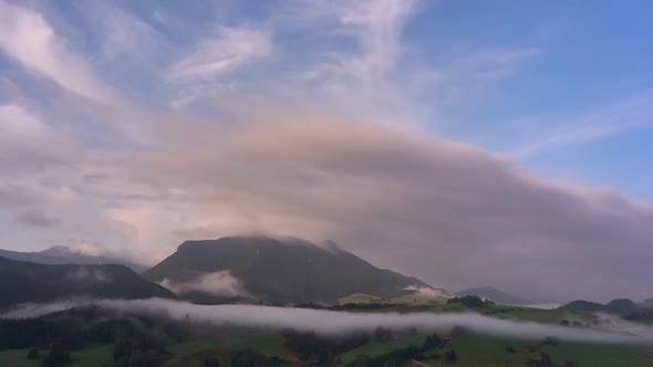 Morning Clouds Over The Mountainous Countryside