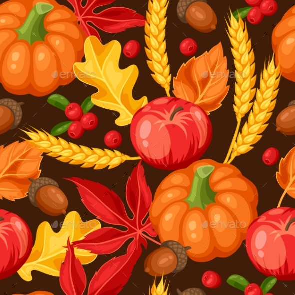 Thanksgiving Day Or Autumn Seamless Pattern