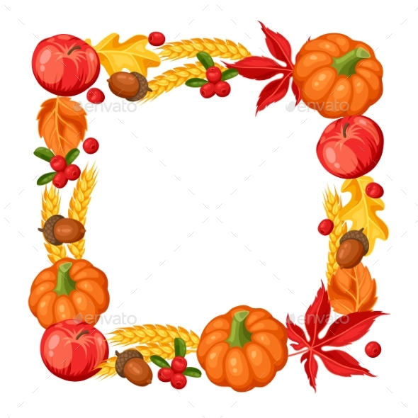 Thanksgiving Day Or Autumn Frame. Decorative