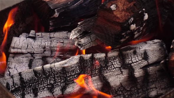 Fireplace And Burning Firewoods.  alt