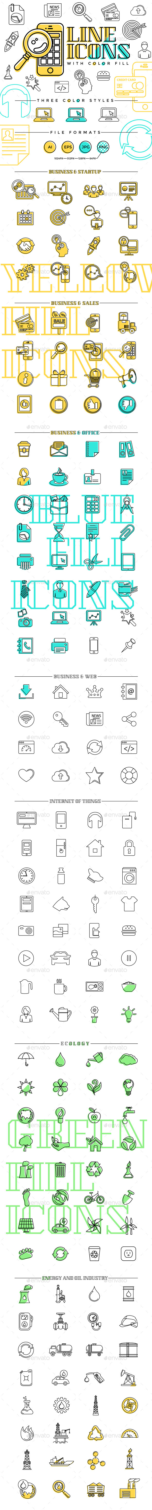 Line Icons With Color Fill
