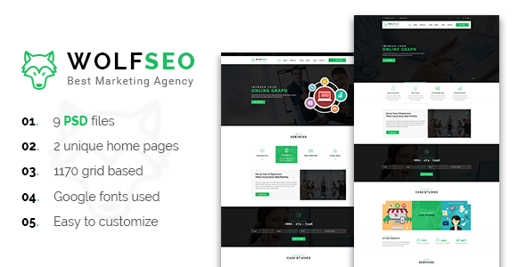 WOLFSEO - Digital Marketing Agency PSD Template