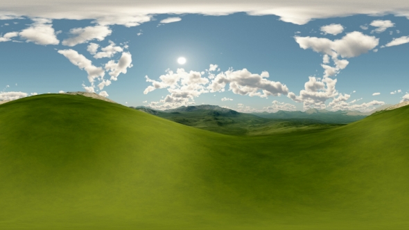 Panoramic Of Green Hills Landscape 