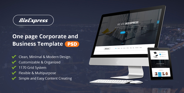 BizExpress - Onepage Corporate & Business Template PSD