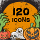 120 Halloween Doodle Icon Set - GraphicRiver Item for Sale