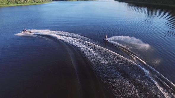 Guy Rides His Wakeboard