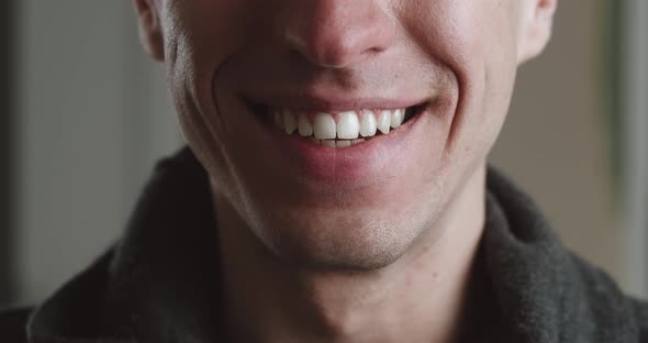 Close Up Male Mouth of Smiling with Teeth