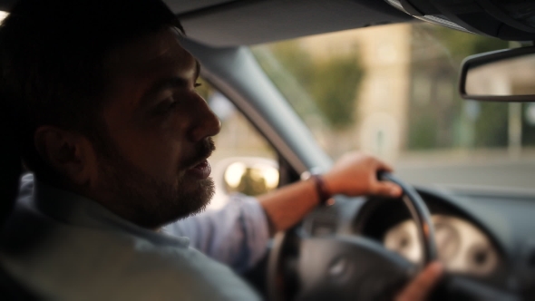 Business Man Going On a Business-class Car At Sunset
