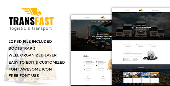 Transfast - Logistic and Transport PSD Template