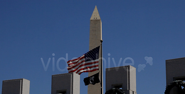 Washington Monument With US flag Full HD