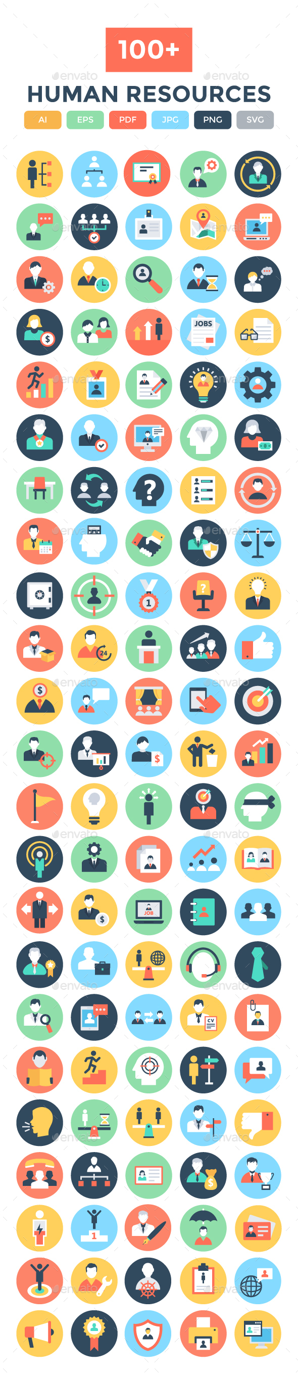 100+ Flat Human Resources Icons