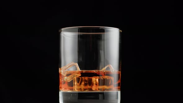 Brandy or Whiskey with Ice Closeup