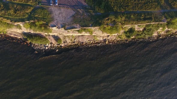 Aerial View To Cliff, Baltic Sea And Bicyclists 1