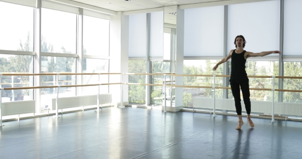 Dancing Man Modern Ballet Dancer Performs Dance In Studio