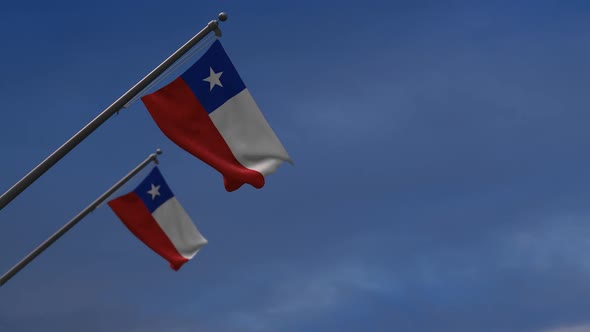Chile Flags In The Blue Sky - 2K