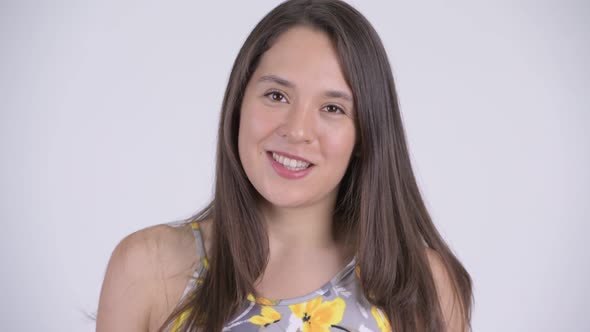 Happy Young Beautiful Multi-ethnic Tourist Woman Smiling