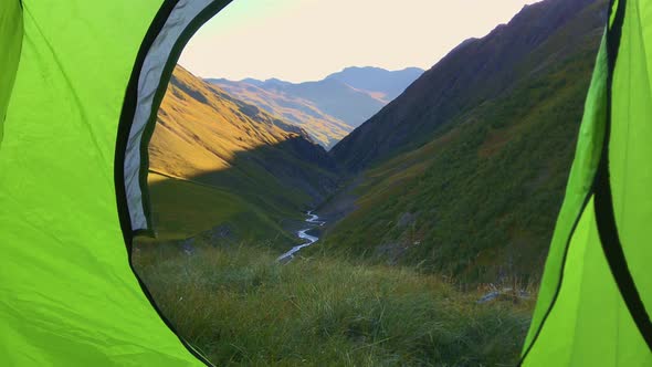 Panorama from tent to Tusheti region, Georgia