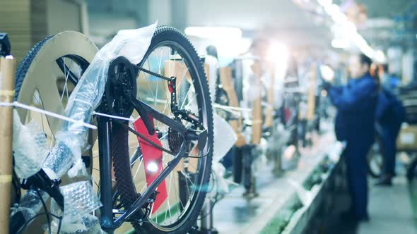 Packed Bicycles at a Factory Production Line