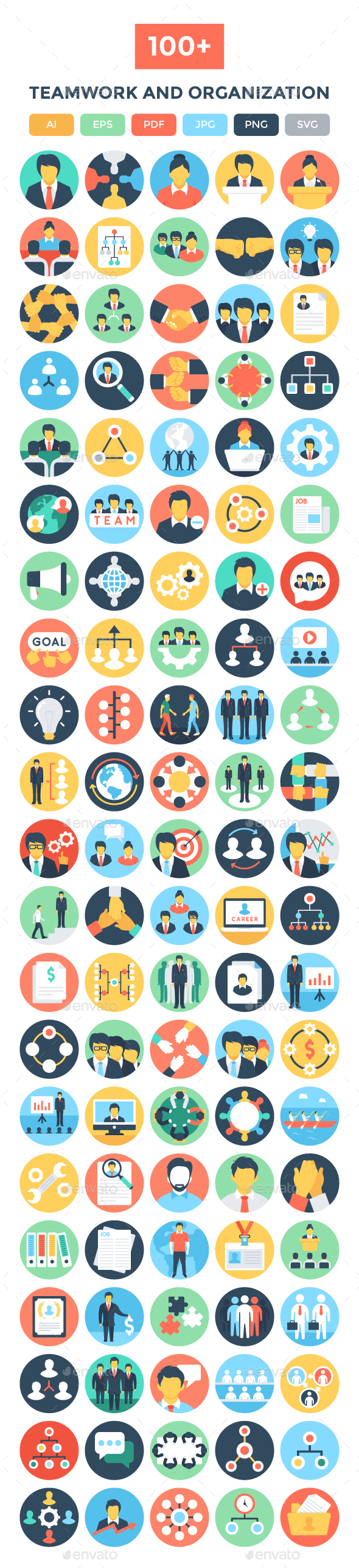 100+ Teamwork and Organization Icons