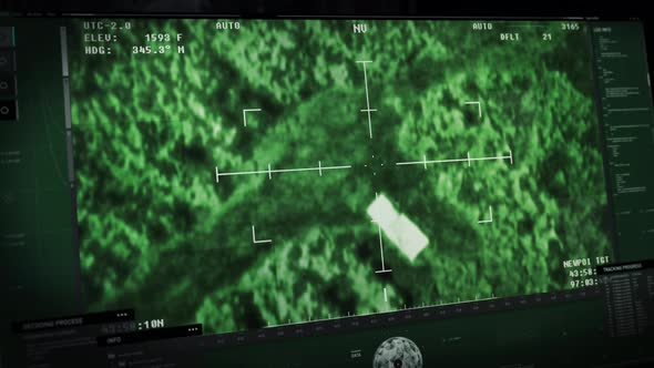 High Tech Combat Scanner Interface Focusing On Enemy Truck Explosion Operation alt