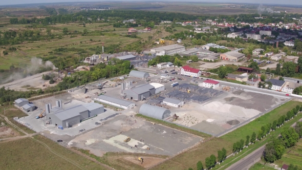 Aerial View Plant For The Production Of Paving, Paving Slabs