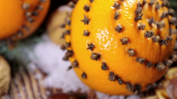 Dried Orange Slices And Oranges With Cloves