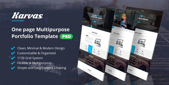 Karvas - One page Multipurpose Portfolio PSD