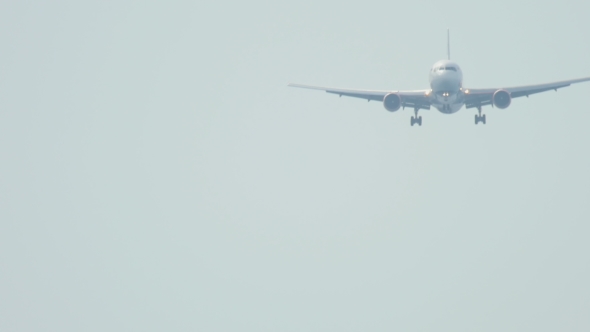 Widebody Airplane Approaching Over Ocean