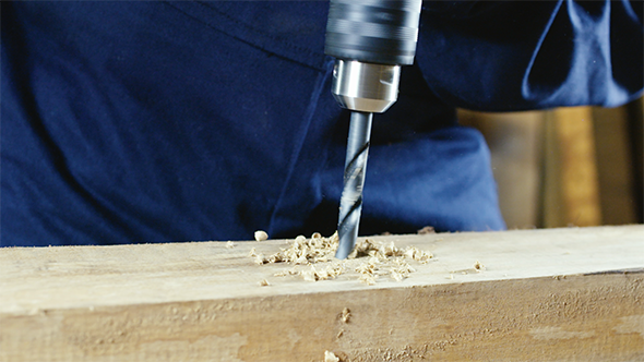 Power Drill on Wood