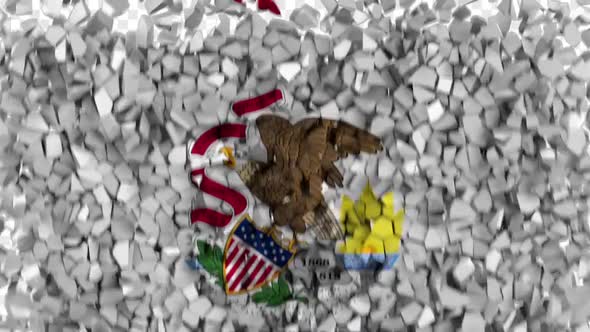 Illinois State Flag Breaking Rocks Transition