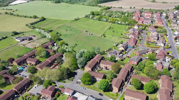 Aerial footage of the town centre of the village of Ossett in Wakefield west Yorkshire UK