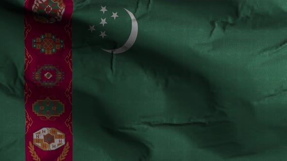 Turkmenistan Flag Textured Waving Background 4K