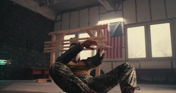 Military Man Doing Abdominal Crunches