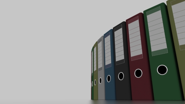 Rotating Multicolored Office Binders For Reports And Presentations.  Seamless Loopable Clip