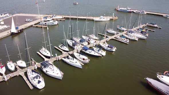 Yacht marina aerial view