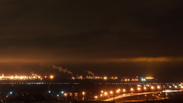 Oil Plant At Night