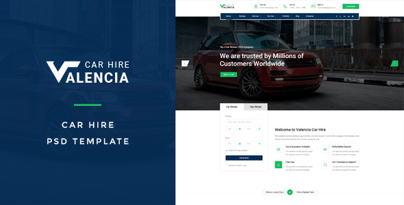 Valencia : Car Hire PSD Template