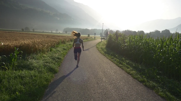 Jogging Along The Rural Farmland