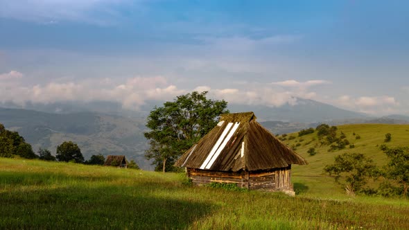 Cabin Rural Mountain Landscape Time Lapse