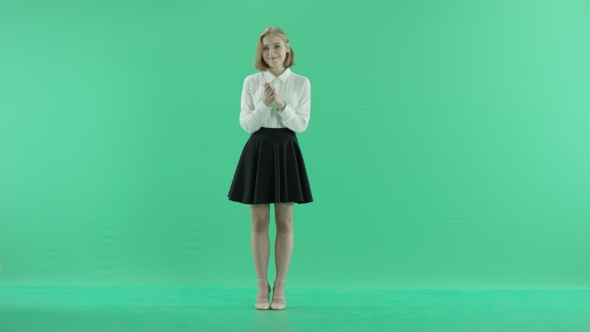 Woman Clapping On Green Screen