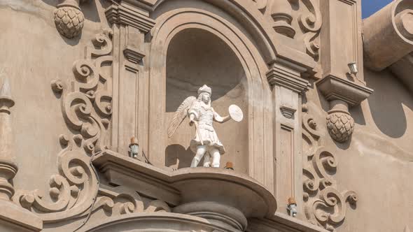 Statue on Parroquia Virgen Milagrosa Church in Lima Close to Kennedy Park Timelapse Hyperlapse Peru