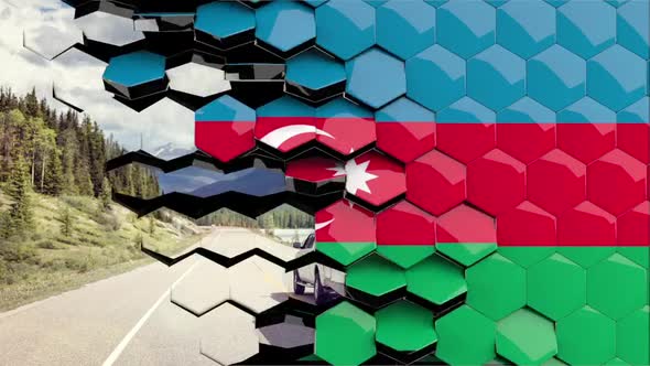 Azerbaijan Flag Hexagon Transition - 4K Resolution