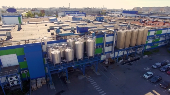 Aerial View Of The Dairy Plant In The Industrial Area Of The City