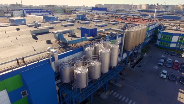 Aerial View Of The Dairy Plant In The Industrial Area Of The City