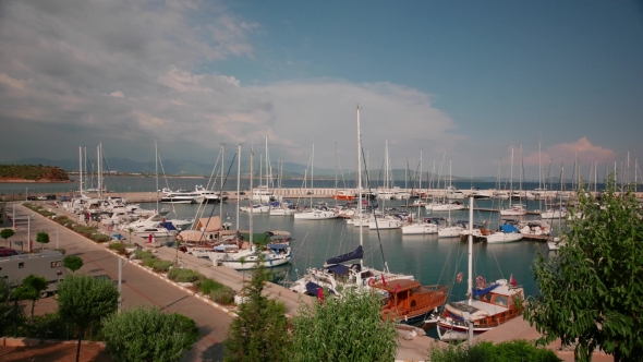 Sailing Boats And Yachts In a Marina In a Windy Summer Day. ,