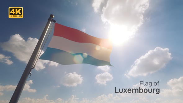 Luxembourg Flag on a Flagpole V2 - 4K