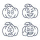 Halloween Pumpkin Thin Line Emoji Emoticons - GraphicRiver Item for Sale