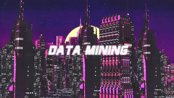 Retro Cyber City Background Data Mining